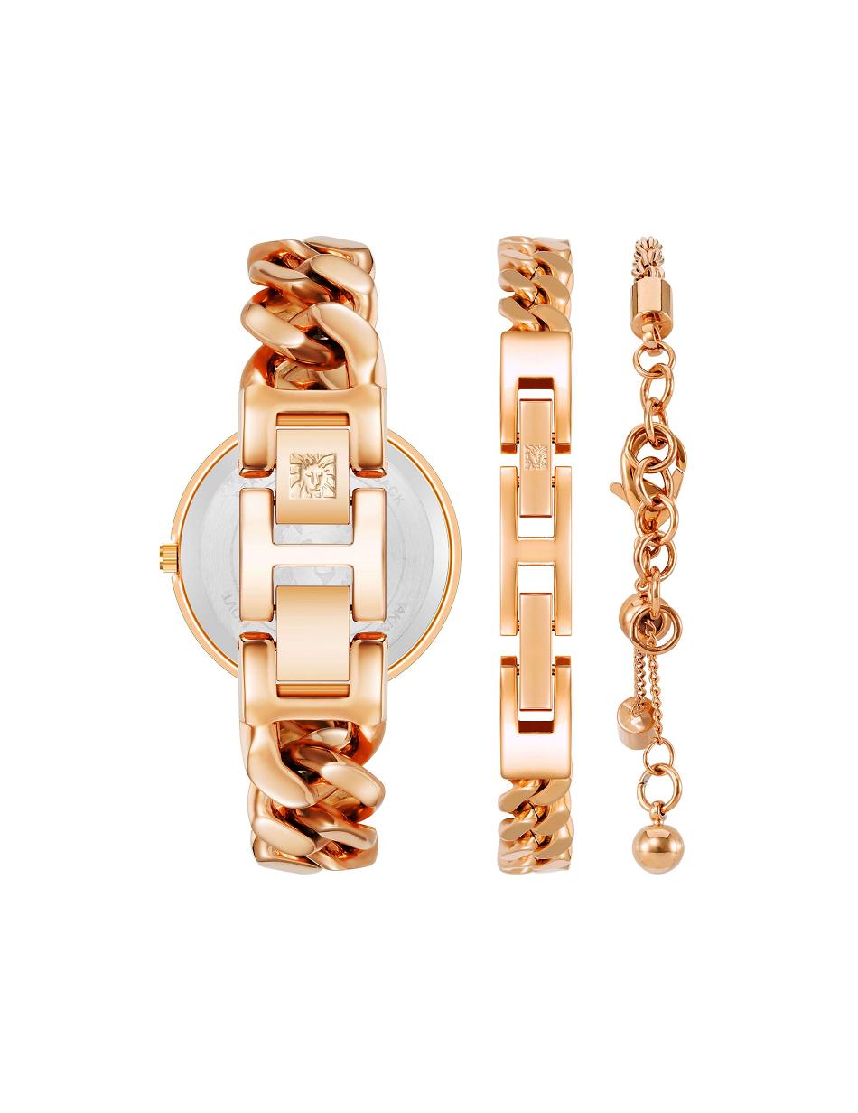 Les métaux Anne Klein Round Chain Watch and Bracelet Set   | TAY-5876168